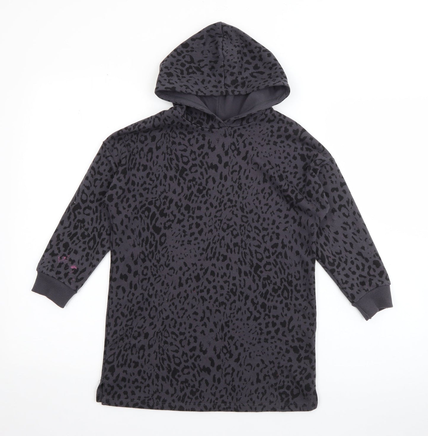 George Girls Blue Animal Print Cotton Pullover Hoodie Size 5-6 Years