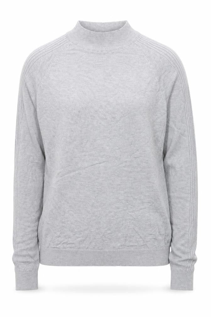Front view of River Island women’s grey mock neck viscose jumper, size S