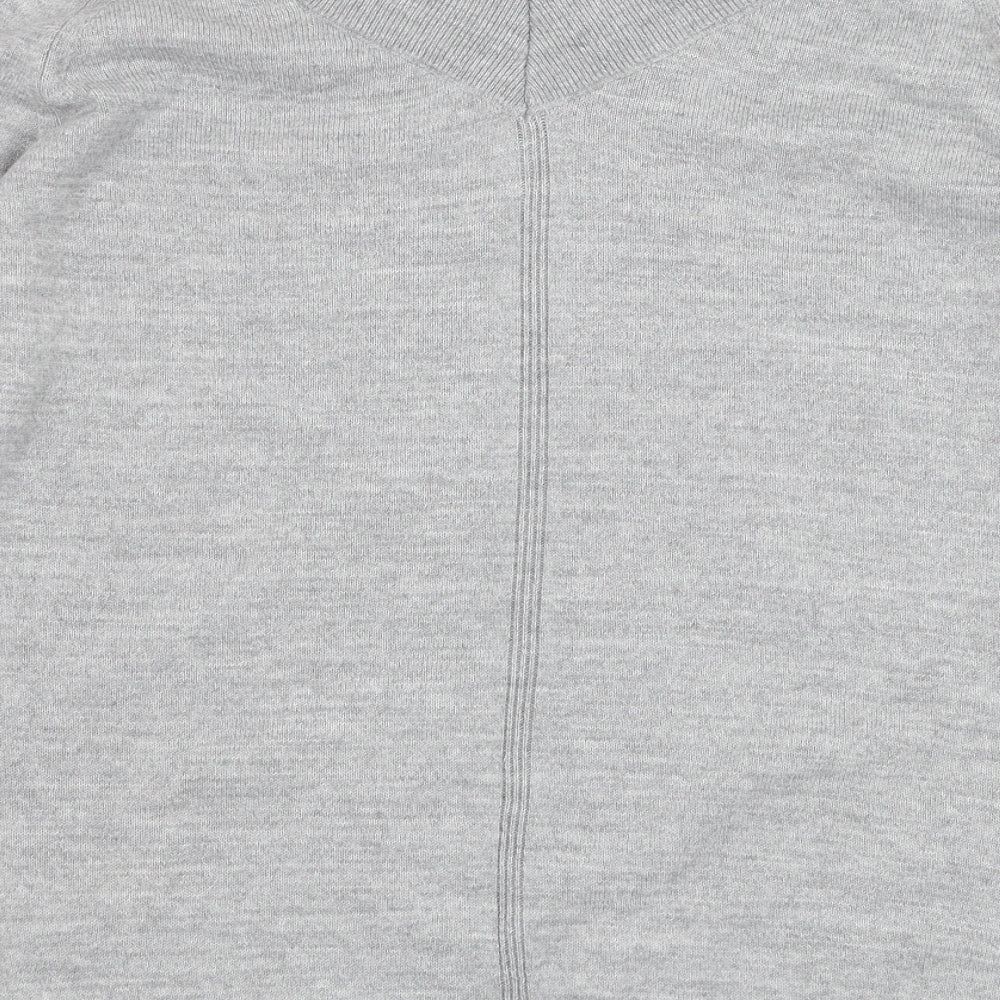 TU Womens Grey V-Neck  Acrylic Pullover Jumper Size 10