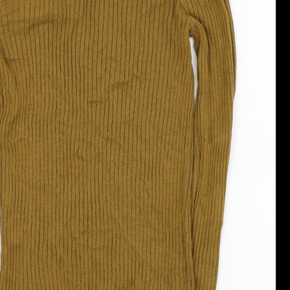 Preworn Womens Brown Round Neck  Polyester Pullover Jumper Size 12