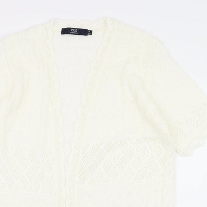 Womens UK Size 14 Isle Ivory Cardigan Jumper