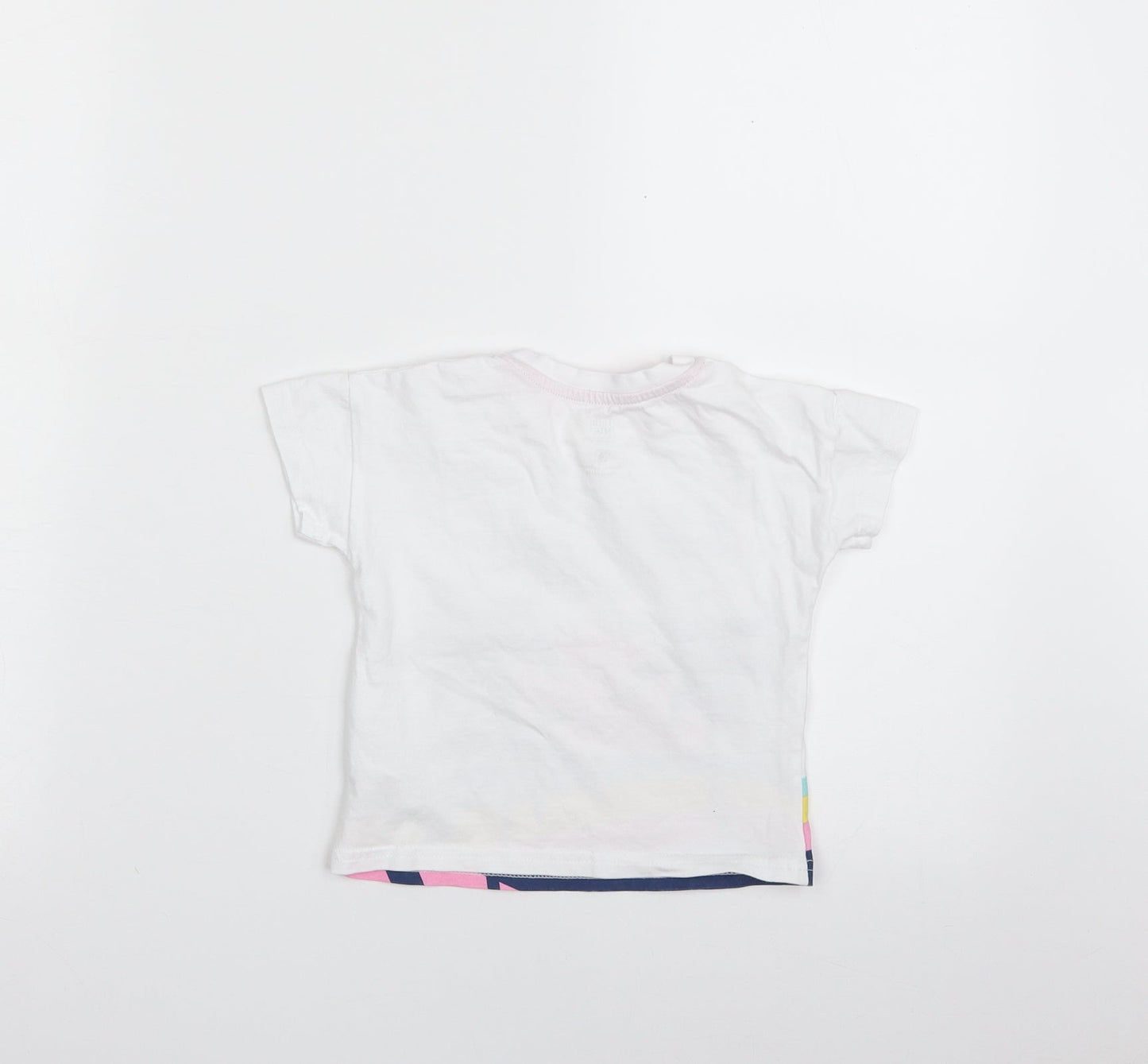 F&F Girls White  100% Cotton Basic T-Shirt Size 9-12 Months Crew Neck Pullover - Little Surfer