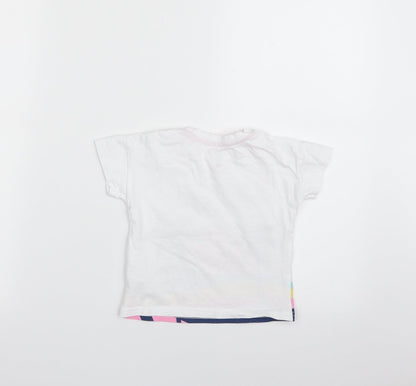 F&F Girls White  100% Cotton Basic T-Shirt Size 9-12 Months Crew Neck Pullover - Little Surfer