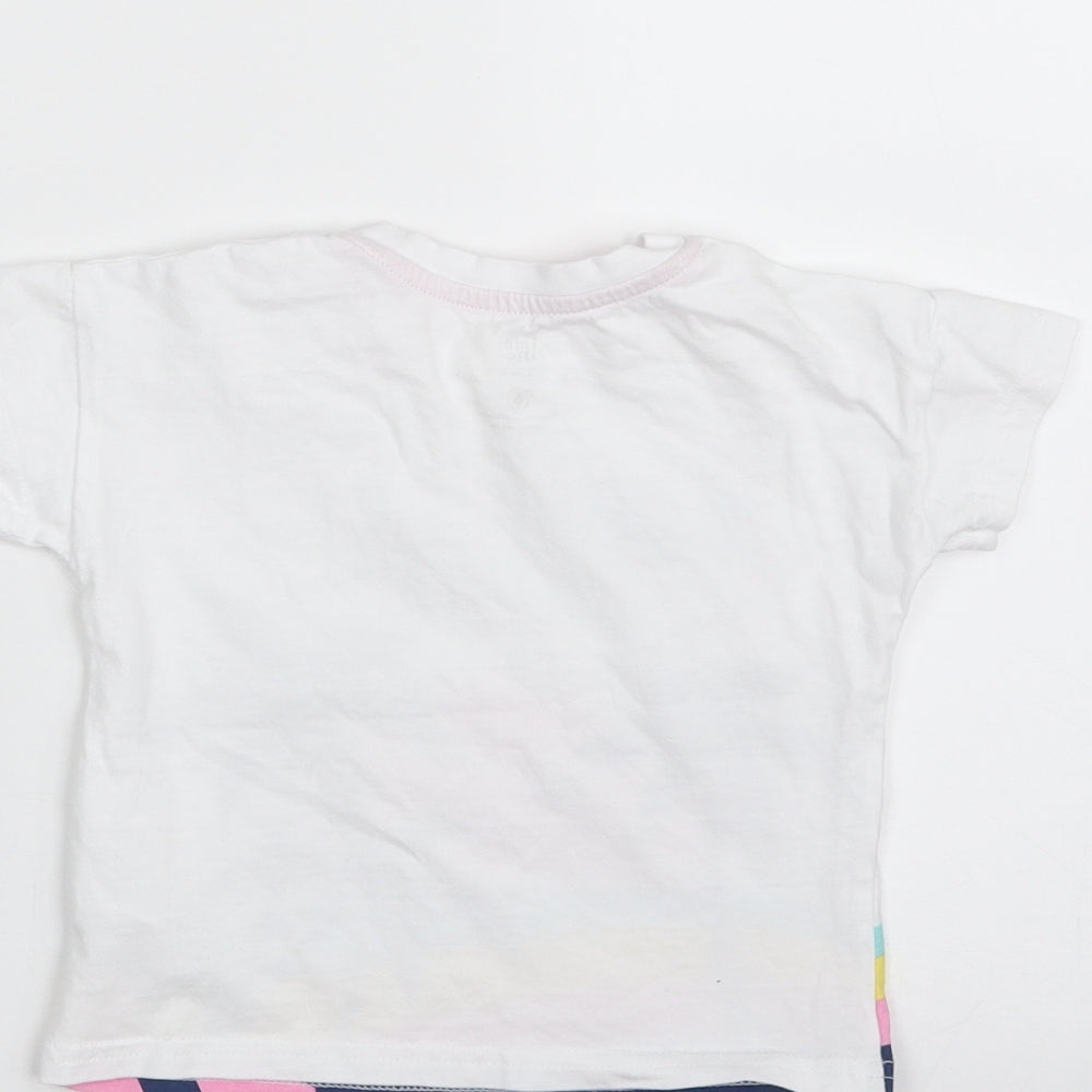 F&F Girls White  100% Cotton Basic T-Shirt Size 9-12 Months Crew Neck Pullover - Little Surfer