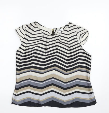 Park Avenue Womens Multicoloured Geometric Polyester Basic Blouse Size 16 Scoop Neck