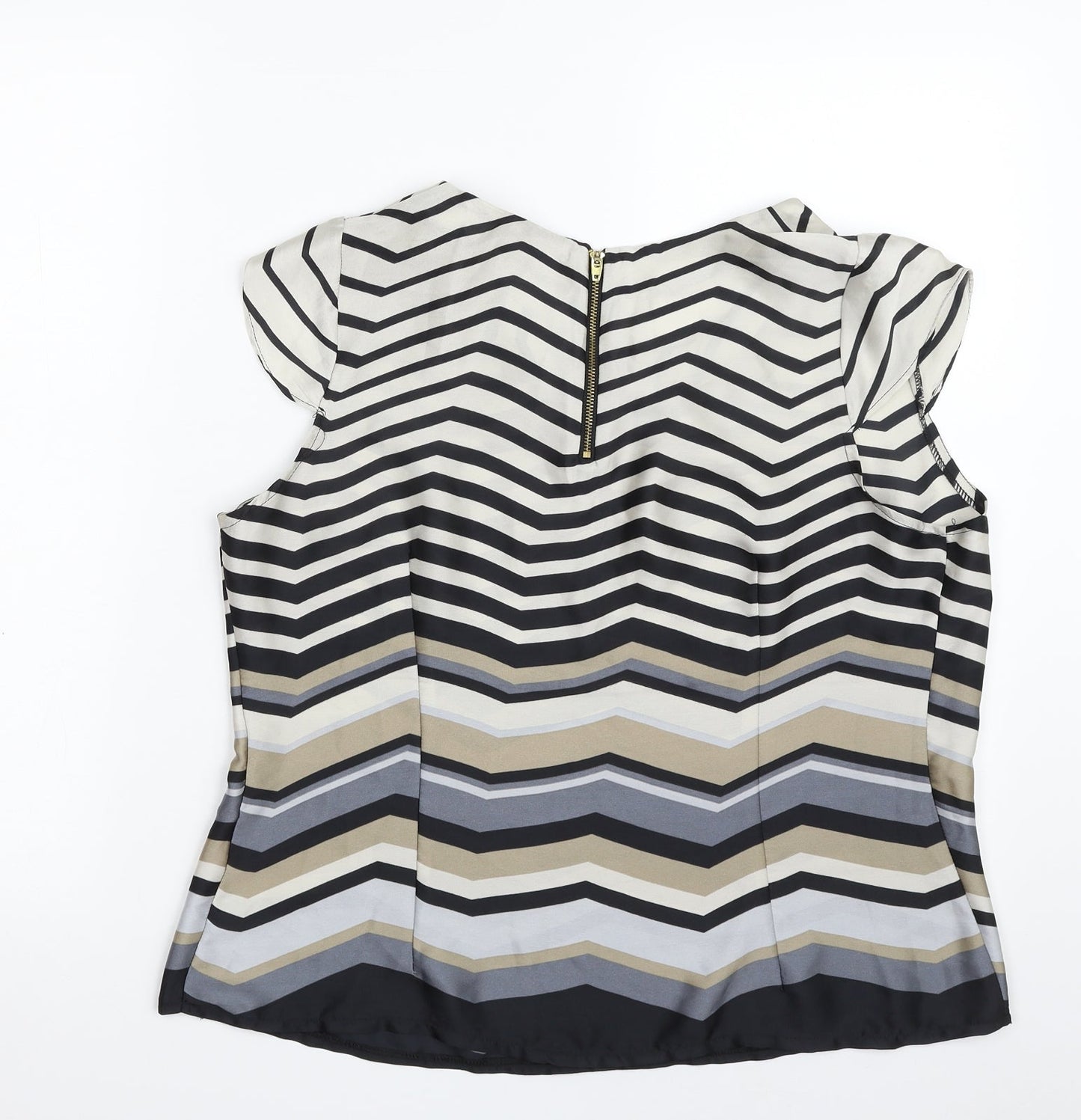 Park Avenue Womens Multicoloured Geometric Polyester Basic Blouse Size 16 Scoop Neck