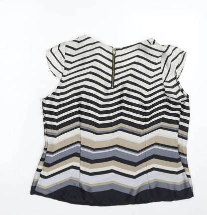 Park Avenue Womens Multicoloured Geometric Polyester Basic Blouse Size 16 Scoop Neck