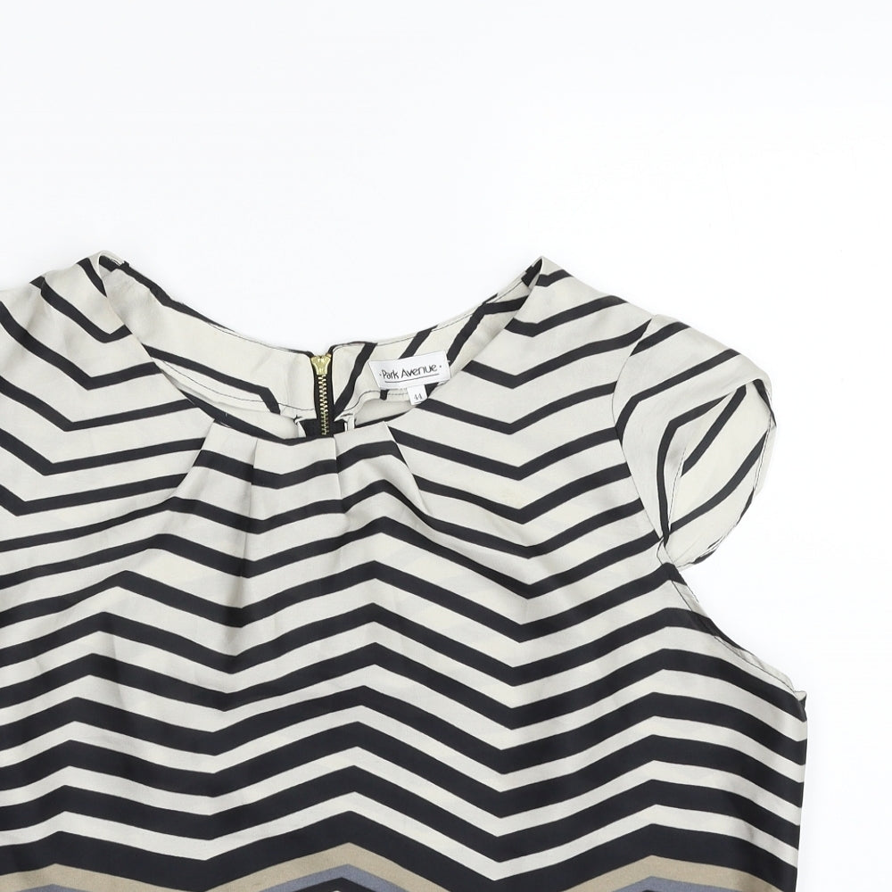 Park Avenue Womens Multicoloured Geometric Polyester Basic Blouse Size 16 Scoop Neck