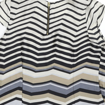 Park Avenue Womens Multicoloured Geometric Polyester Basic Blouse Size 16 Scoop Neck
