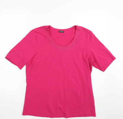 Gerry Weber Womens Pink  Polyester Basic T-Shirt Size M Scoop Neck