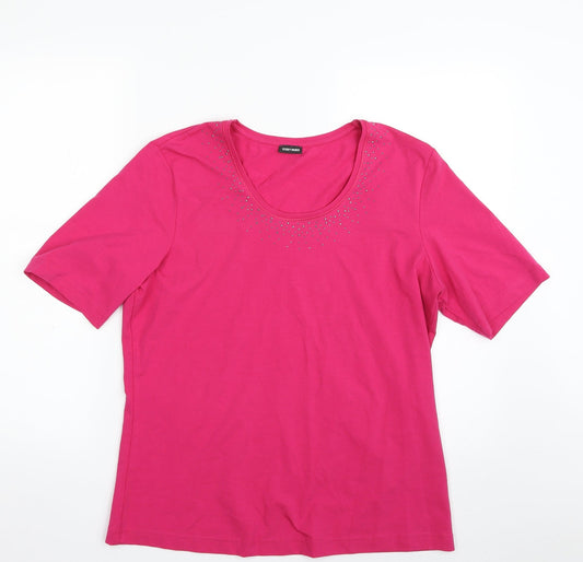 Gerry Weber Womens Pink  Polyester Basic T-Shirt Size M Scoop Neck