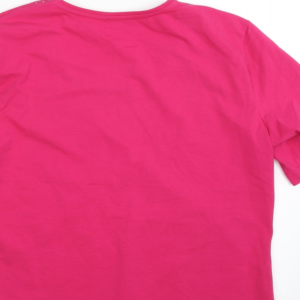 Gerry Weber Womens Pink  Polyester Basic T-Shirt Size M Scoop Neck