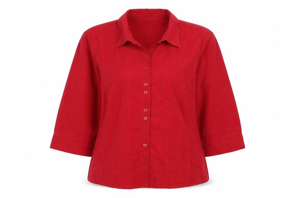 Womens UK Size 16 AMARANTO Red Basic Button-Up