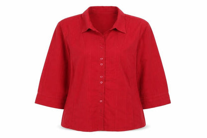 Womens UK Size 16 AMARANTO Red Basic Button-Up