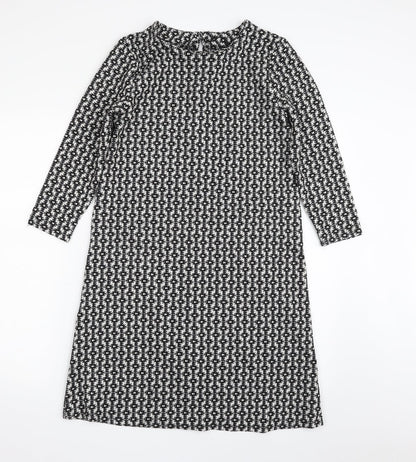 Rainbow Womens Black Geometric Polyester A-Line  Size XS  Boat Neck Pullover