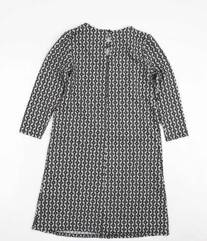 Rainbow Womens Black Geometric Polyester A-Line  Size XS  Boat Neck Pullover