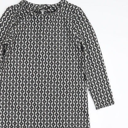 Rainbow Womens Black Geometric Polyester A-Line  Size XS  Boat Neck Pullover