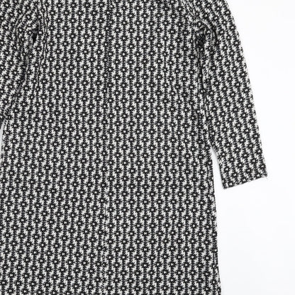 Rainbow Womens Black Geometric Polyester A-Line  Size XS  Boat Neck Pullover