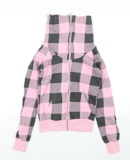 H&M Womens Multicoloured Check Cotton Full Zip Sweatshirt Size 6  Zip