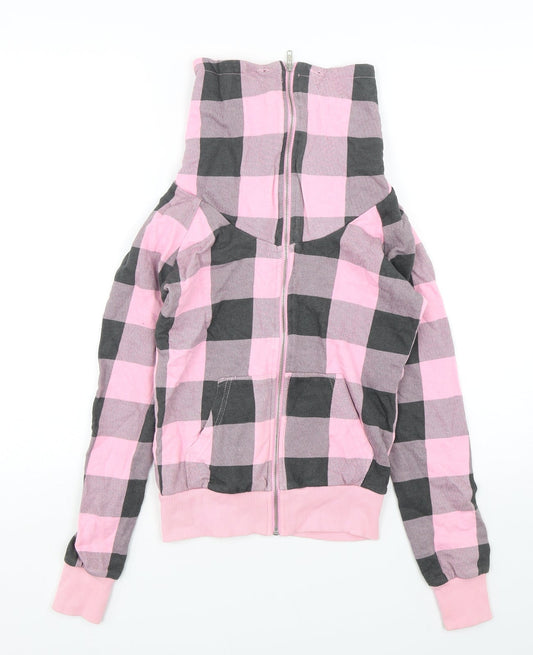 H&M Womens Multicoloured Check Cotton Full Zip Sweatshirt Size 6  Zip