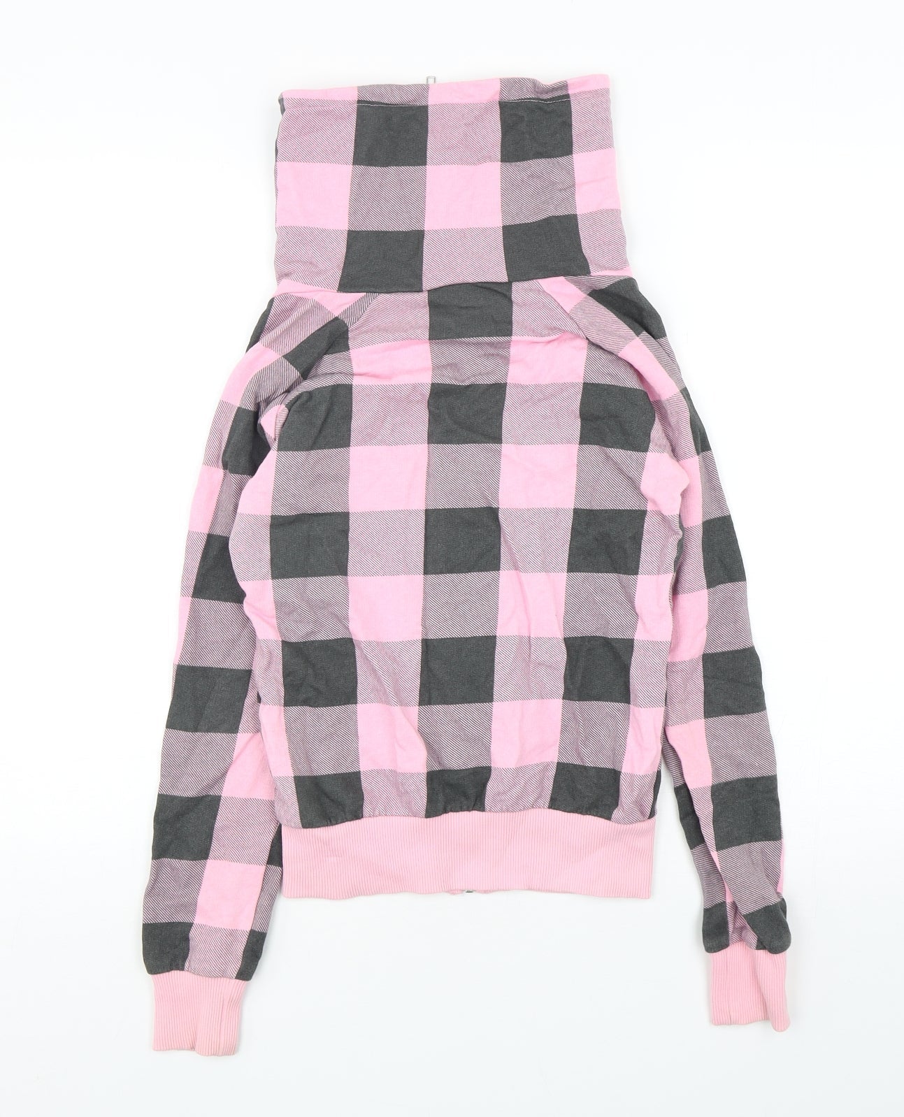 H&M Womens Multicoloured Check Cotton Full Zip Sweatshirt Size 6  Zip