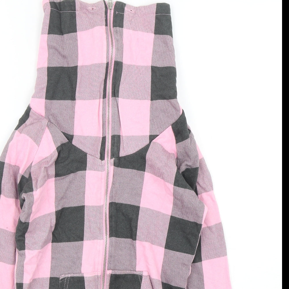 H&M Womens Multicoloured Check Cotton Full Zip Sweatshirt Size 6  Zip