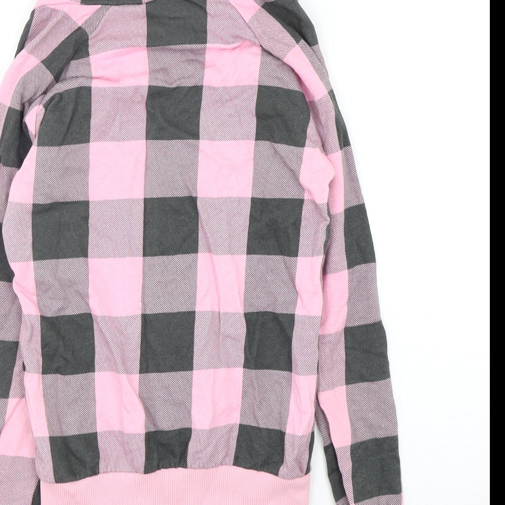 H&M Womens Multicoloured Check Cotton Full Zip Sweatshirt Size 6  Zip