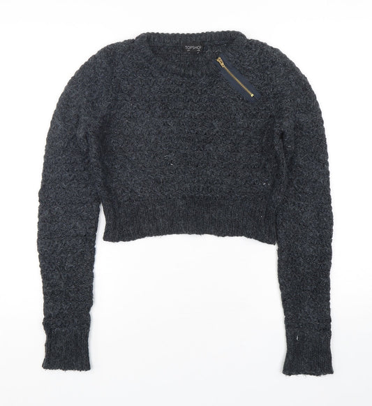 Womens UK Size 10 Topshop Grey Pullover Jumper
