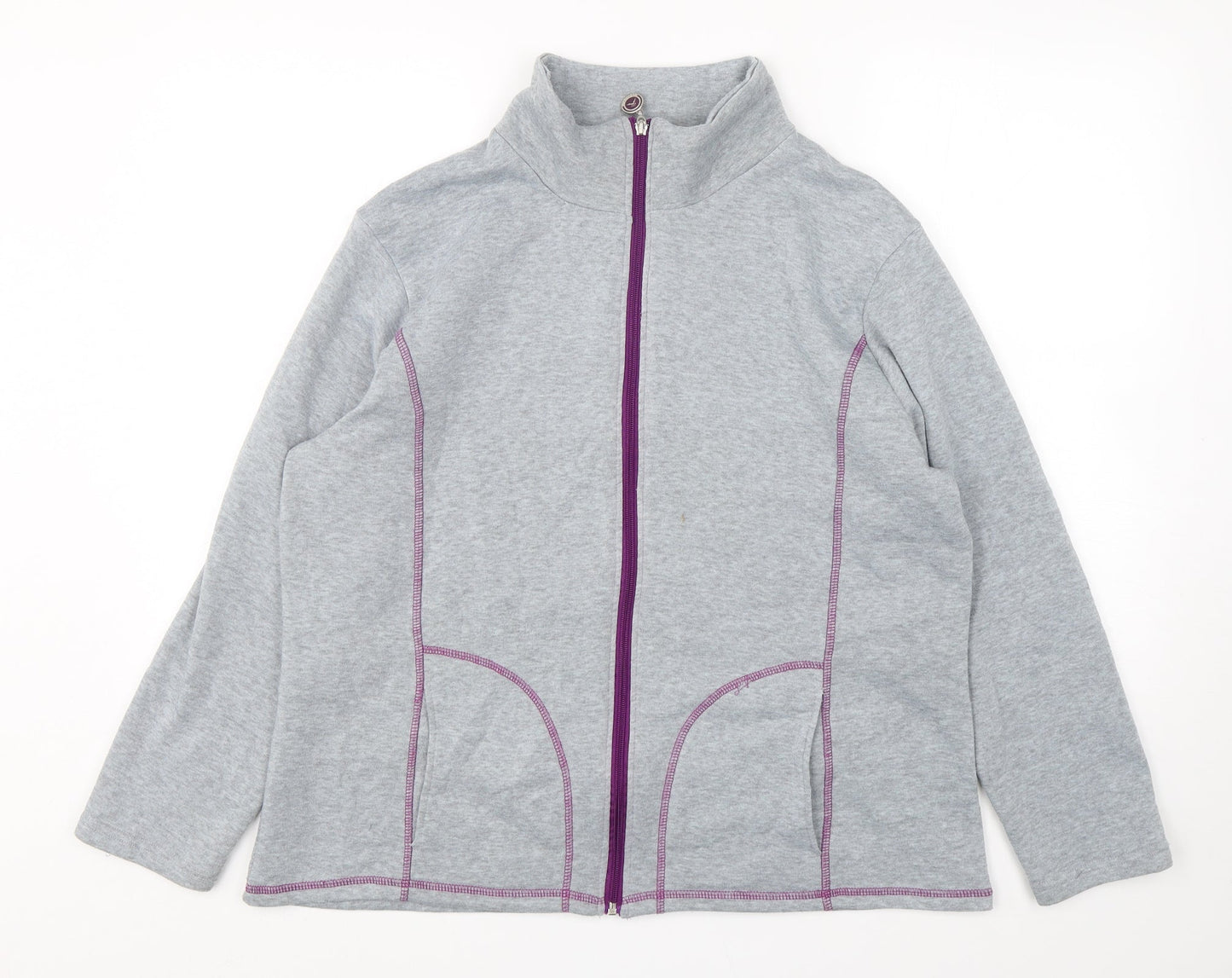 Anne De Lancay Womens Blue  Polyester Full Zip Sweatshirt Size L