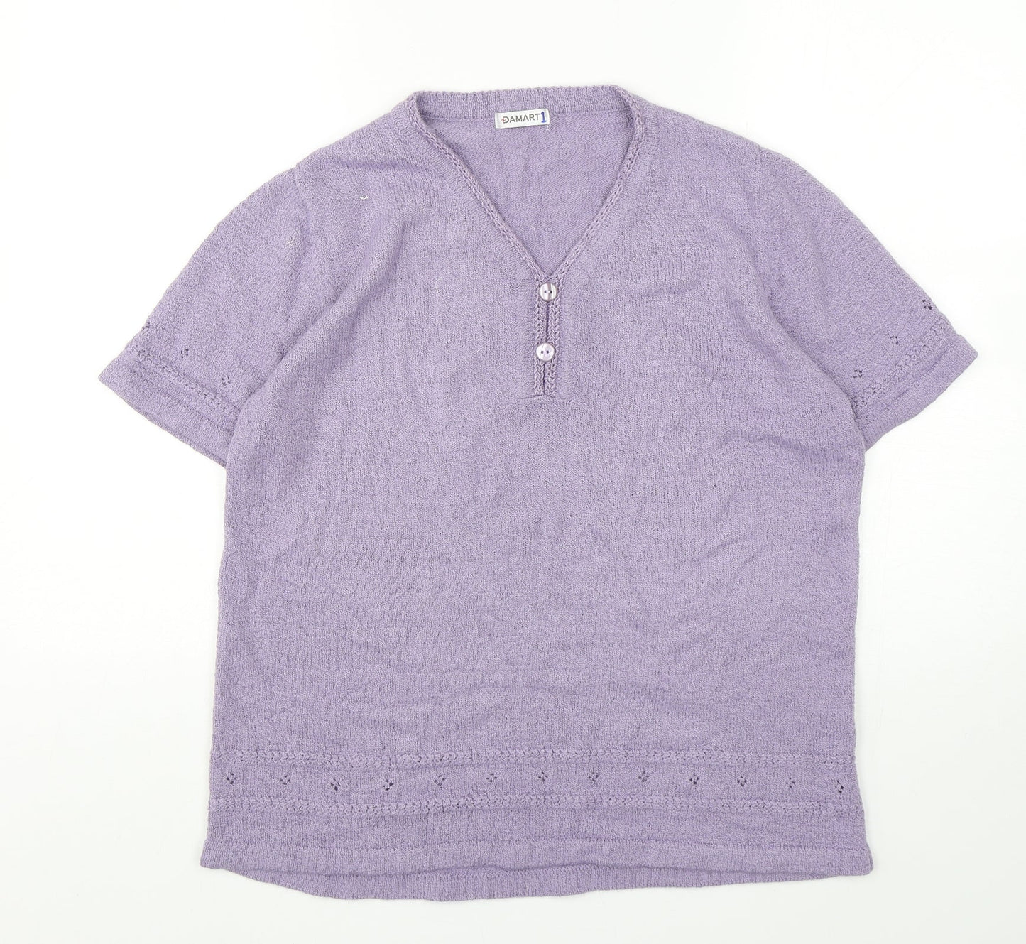 Damart Womens Purple  Acrylic Basic T-Shirt Size 14 V-Neck