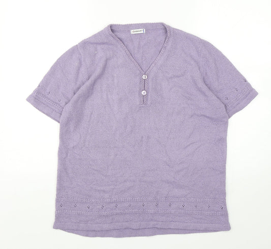 Damart Womens Purple  Acrylic Basic T-Shirt Size 14 V-Neck