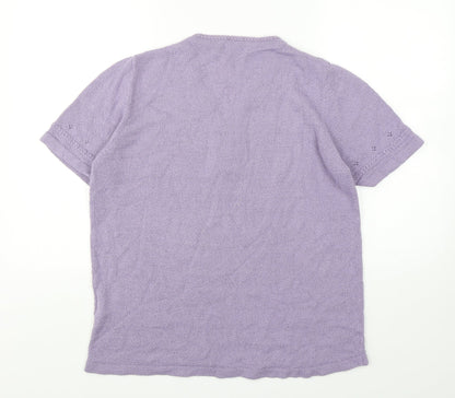 Damart Womens Purple  Acrylic Basic T-Shirt Size 14 V-Neck