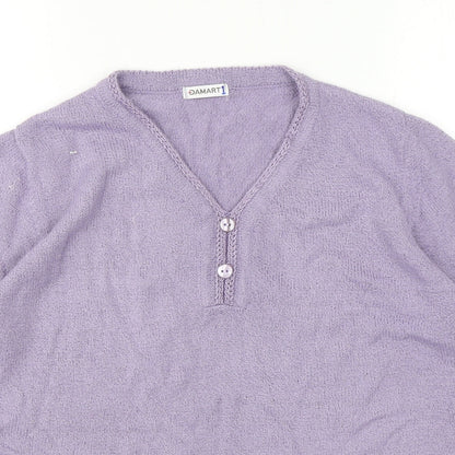 Damart Womens Purple  Acrylic Basic T-Shirt Size 14 V-Neck