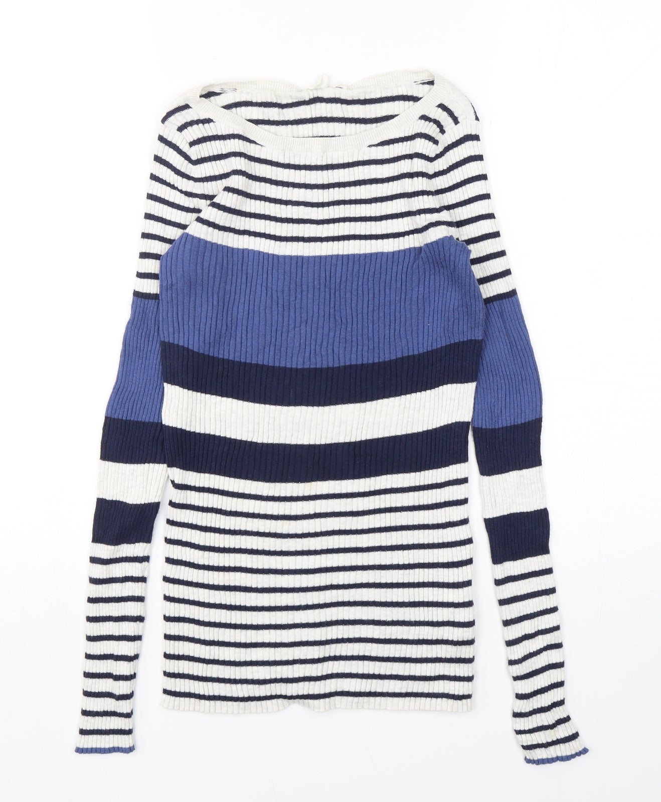 Gap Womens Multicoloured Round Neck Striped Cotton Pullover Jumper Size S