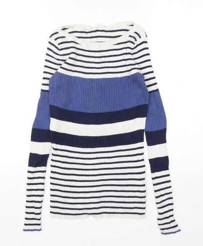 Gap Womens Multicoloured Round Neck Striped Cotton Pullover Jumper Size S
