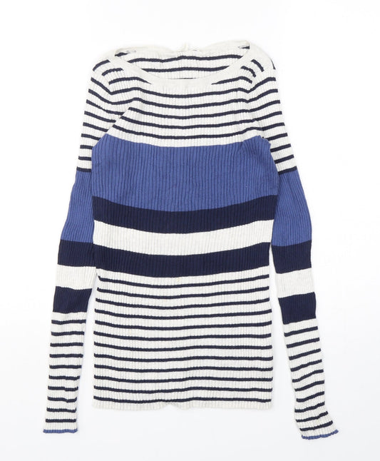 Gap Womens Multicoloured Round Neck Striped Cotton Pullover Jumper Size S