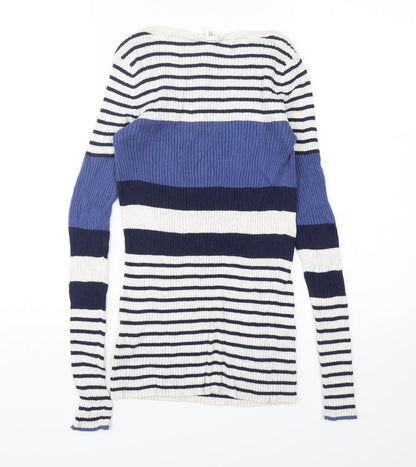 Gap Womens Multicoloured Round Neck Striped Cotton Pullover Jumper Size S