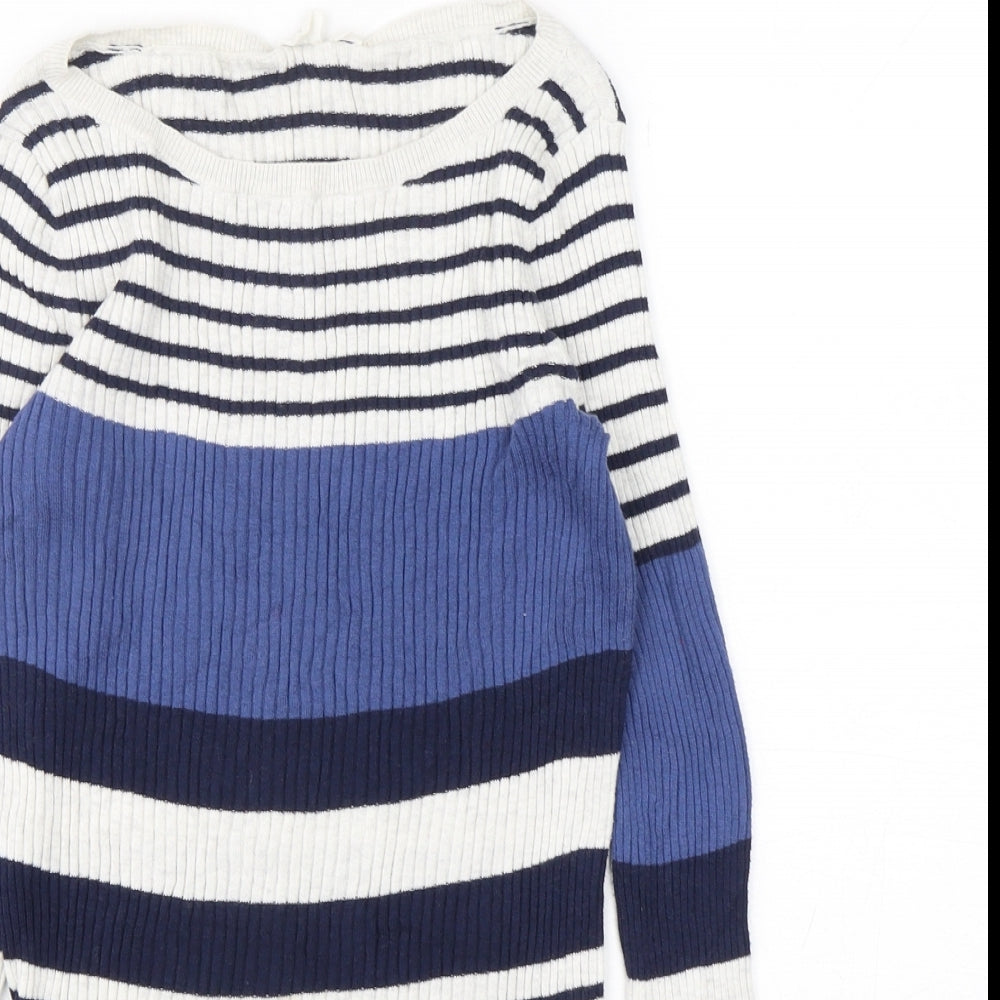 Gap Womens Multicoloured Round Neck Striped Cotton Pullover Jumper Size S