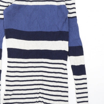 Gap Womens Multicoloured Round Neck Striped Cotton Pullover Jumper Size S