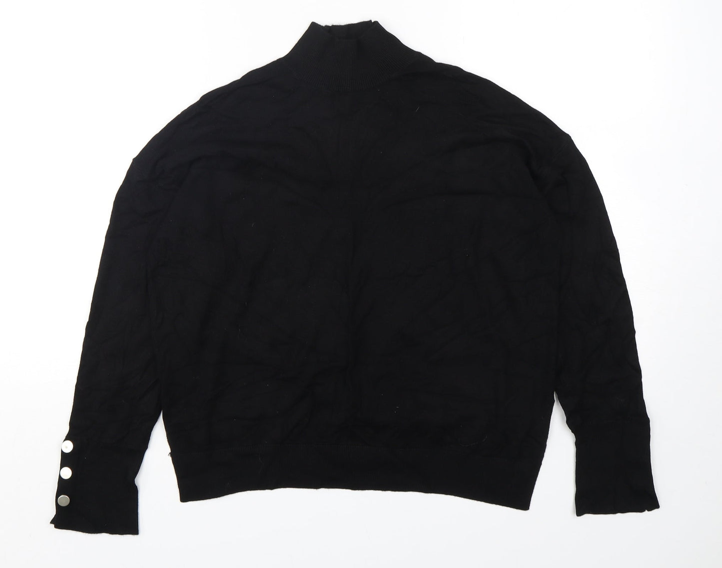 George Womens Black Mock Neck  Viscose Pullover Jumper Size 14