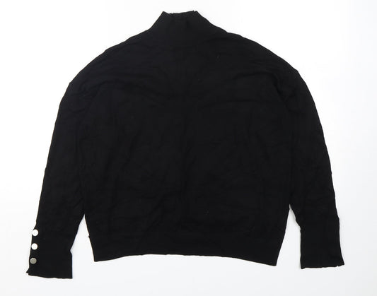 George Womens Black Mock Neck  Viscose Pullover Jumper Size 14