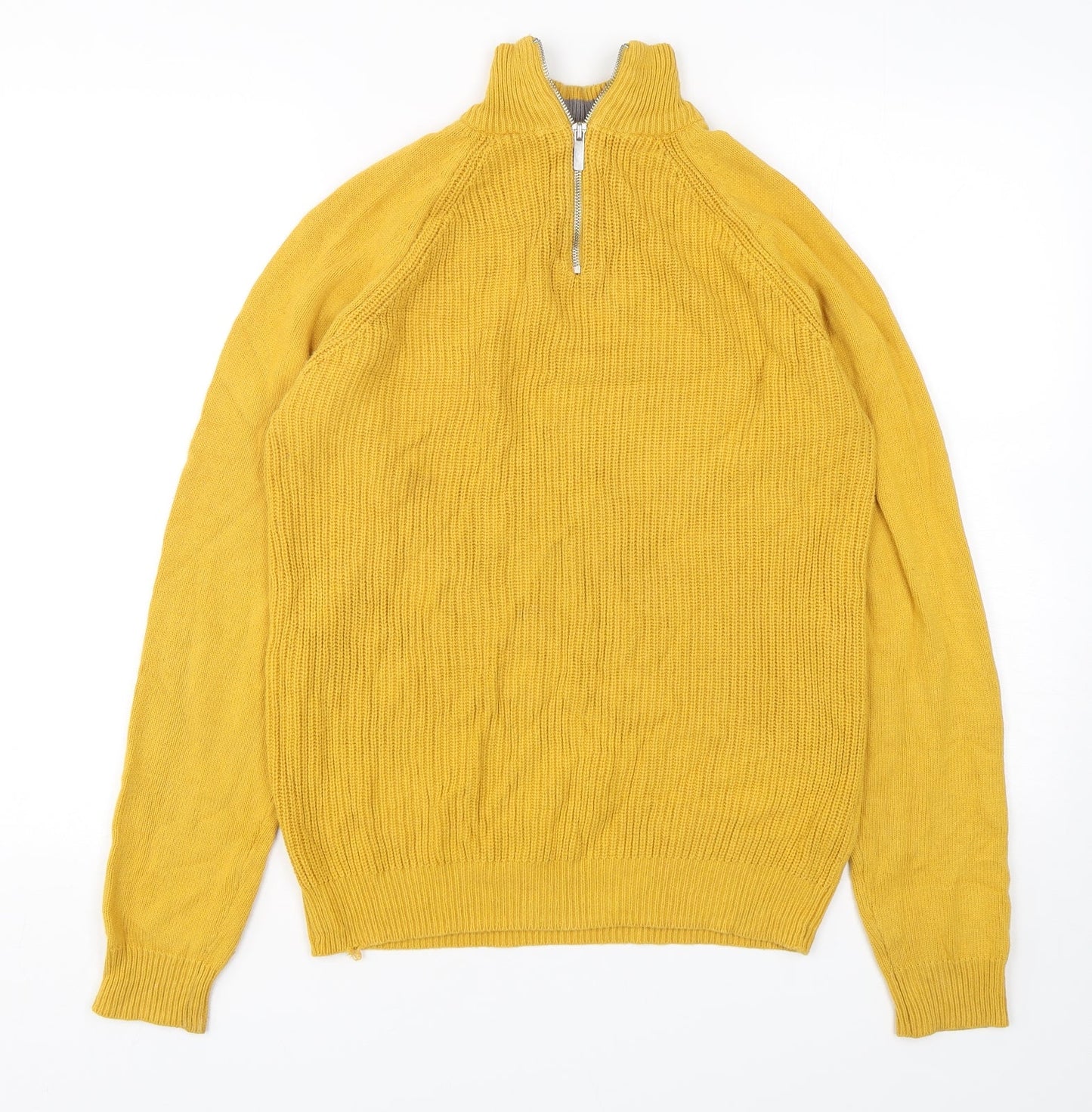 George Womens Yellow Mock Neck  Cotton Pullover Jumper Size S
