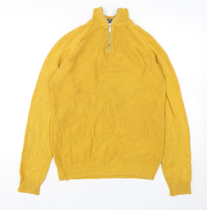 George Womens Yellow Mock Neck  Cotton Pullover Jumper Size S