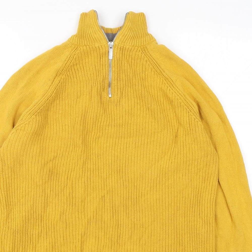 George Womens Yellow Mock Neck  Cotton Pullover Jumper Size S