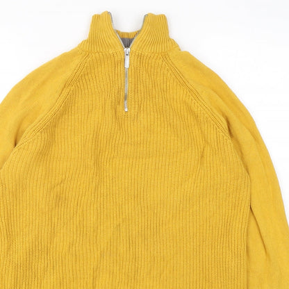 George Womens Yellow Mock Neck  Cotton Pullover Jumper Size S