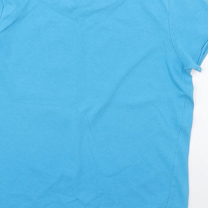 Little Kids Boys Blue  100% Cotton Basic T-Shirt Size 6-7 Years Round Neck Pullover