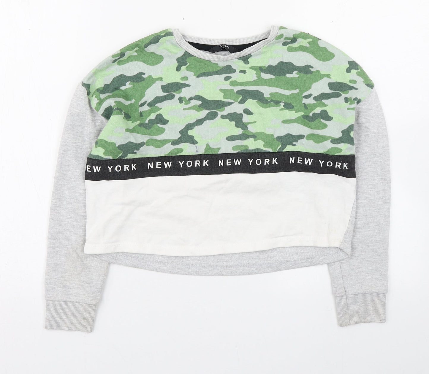 George Boys Grey Camouflage Cotton Pullover Sweatshirt Size 7-8 Years  Pullover