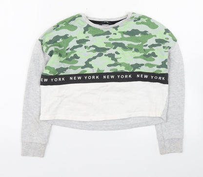 George Boys Grey Camouflage Cotton Pullover Sweatshirt Size 7-8 Years  Pullover