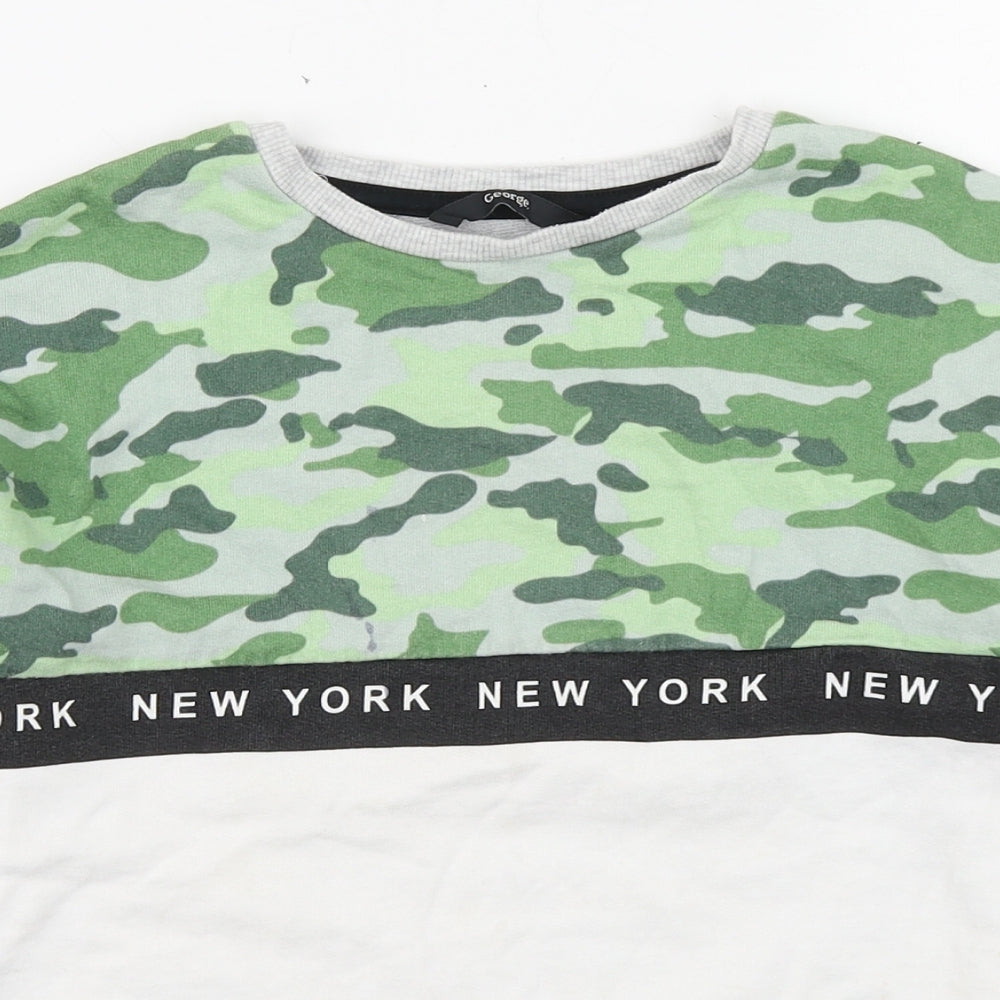 George Boys Grey Camouflage Cotton Pullover Sweatshirt Size 7-8 Years  Pullover