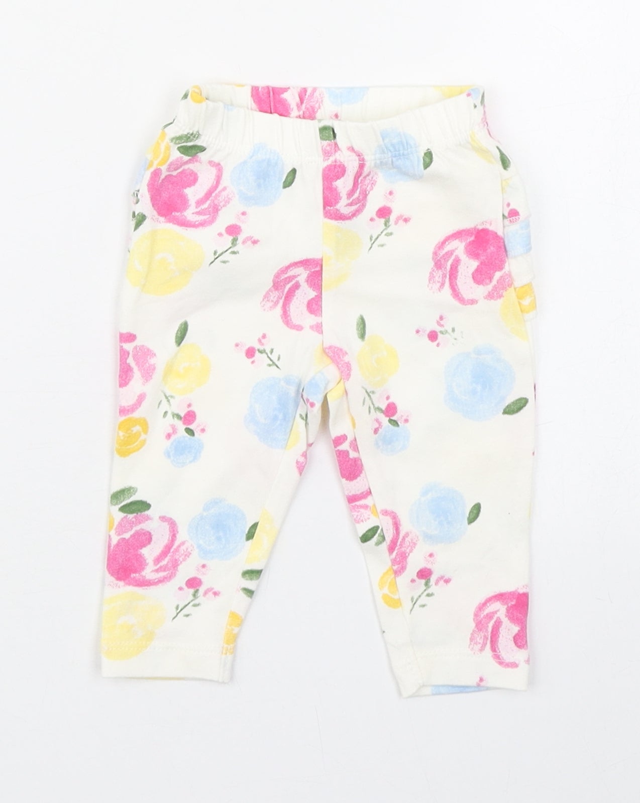 Primark Girls Multicoloured Floral Cotton Jogger Leggings Size 3-6 Months